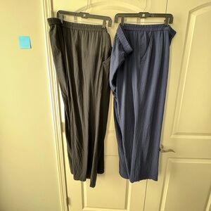 2 Pair of Women’s Lightweight Crinkle Pants - Black & Navy 3x